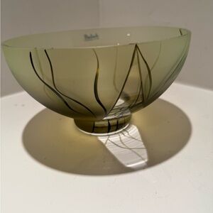 Vintage Badash Crystal 7 in. Green European Mouth Blown & Hand Decorated  Bowl